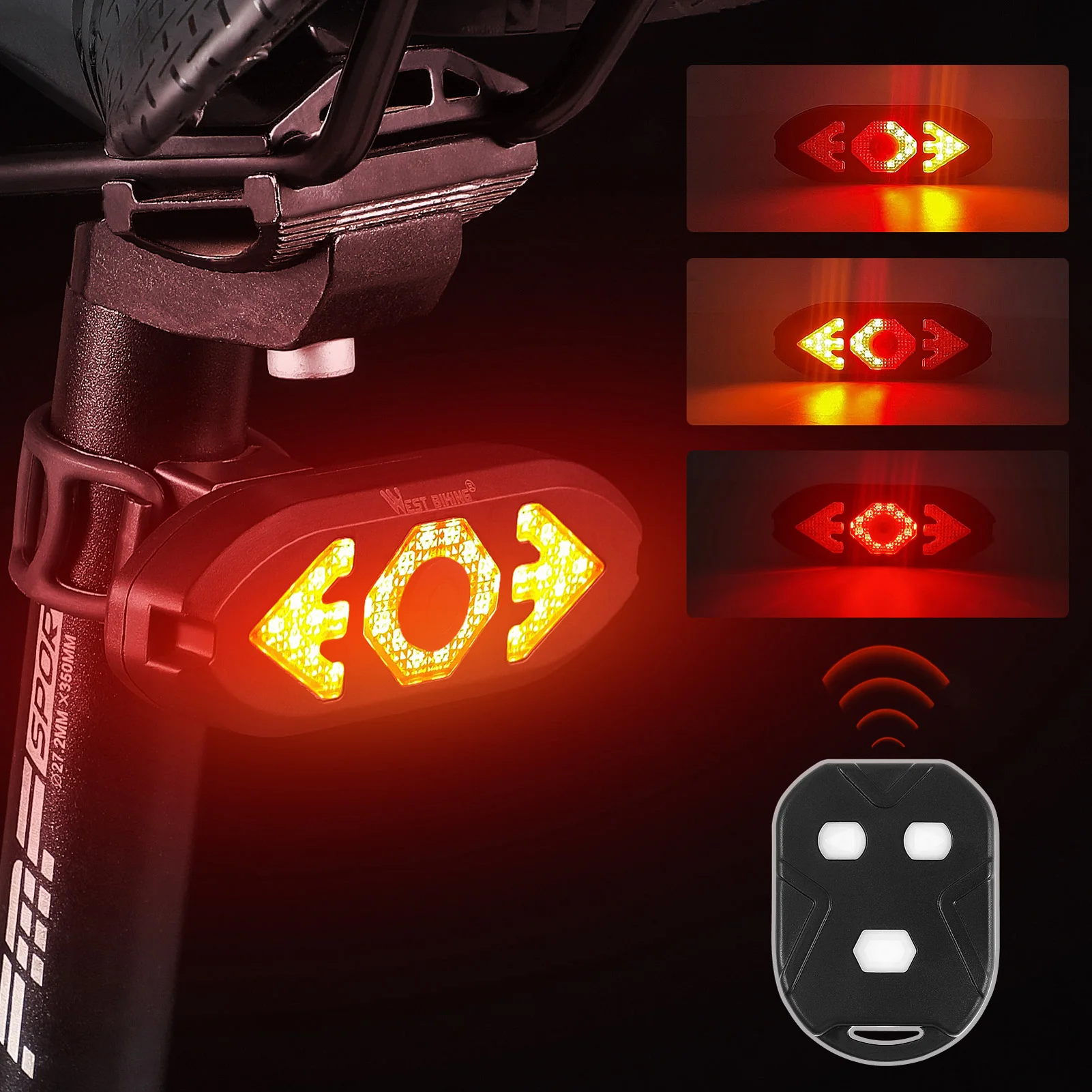 USB Bicycle Light Rear Light Bike Taillight Bicycle Turn Signal Light with Horn - £9.20 GBP