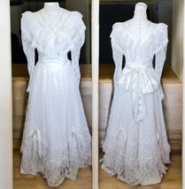 Gunne Sax Victorian White Lace Wedding Gown Cottage Core Size 2 4 Vintage - £522.27 GBP