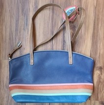 Relic Brand Purse ~ Navy Blue w/Multicolored Stripes ~ 10&quot; x 16&quot; ~ Doubl... - $42.10 CAD