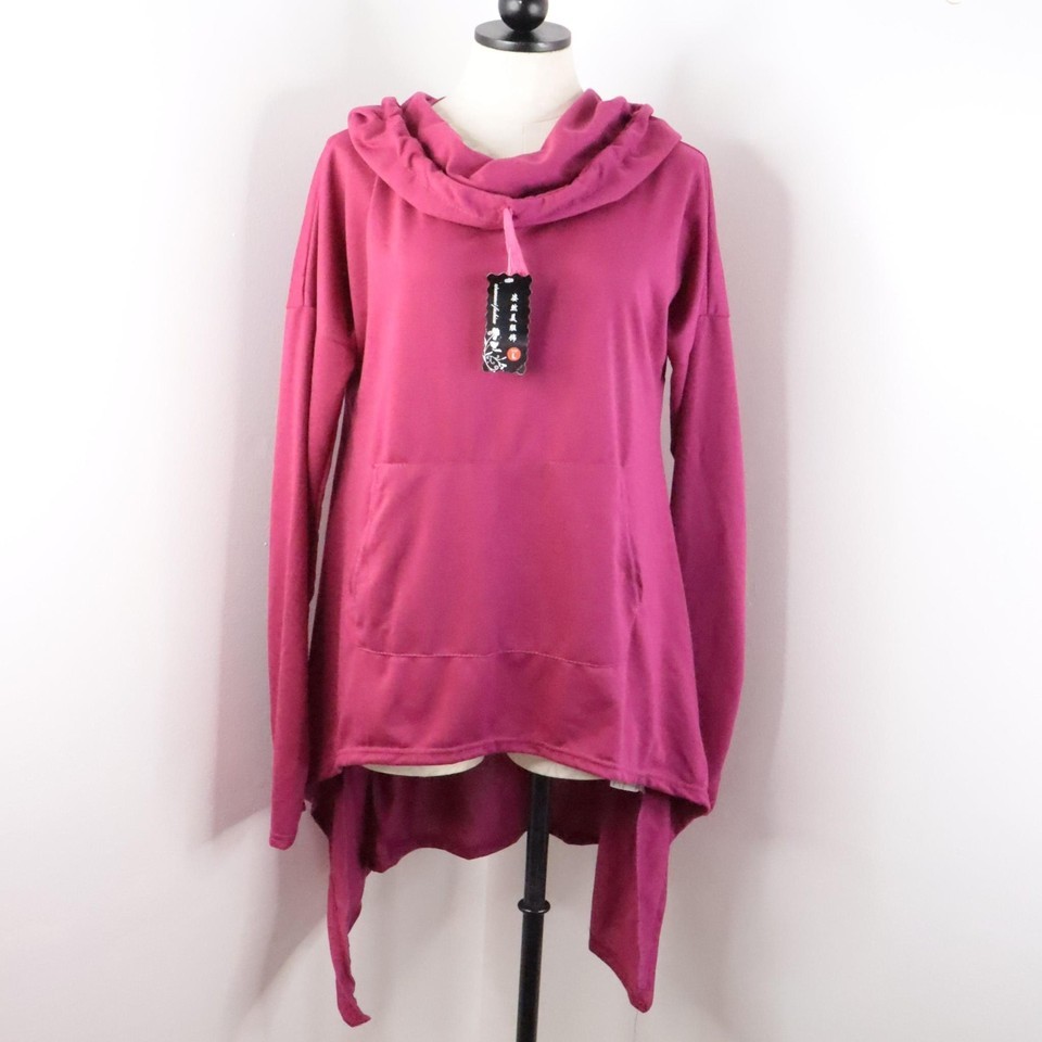 New Ziranmei Fashion Women&#39;s L Pink Pullover Cowl Neck Draped Hoodie Swe... - £8.59 GBP