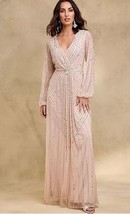 TOGETHER Blush Beaded Wrap Maxi Dress UK 24 Plus (fm123-2) - £57.91 GBP