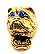 Mack Bulldog Gold Tone Pin Blue Eyes Trucking Logo Dog Head Figural - $365.38 MXN
