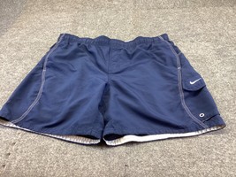 Nike Swim Trunks Mens Large Lined Bathing Suit Board Shorts Blue pocket cargo - £9.30 GBP