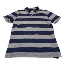 Arizona Jeans Polo Shirt Men&#39;s Large White Navy Striped 100% Cotton Shor... - $20.31