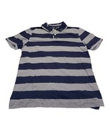 Arizona Jeans Polo Shirt Men&#39;s Large White Navy Striped 100% Cotton Shor... - £16.00 GBP