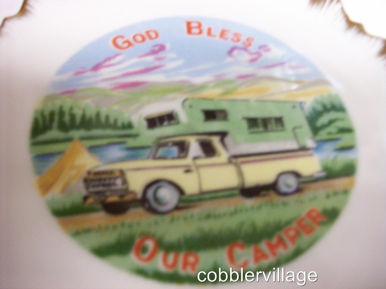 Nanco Vintage Decorative plate with gold trim (camping) - $9.99