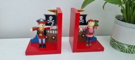 Pirate Bookends Boys Room Decor Wooden Pair of Bookends - $16.27