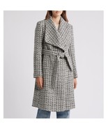Sam Edelman Tweed Drape Lapel Wrap Coat, Natural Tweed, Black Gray Size ... - $180.85 CAD