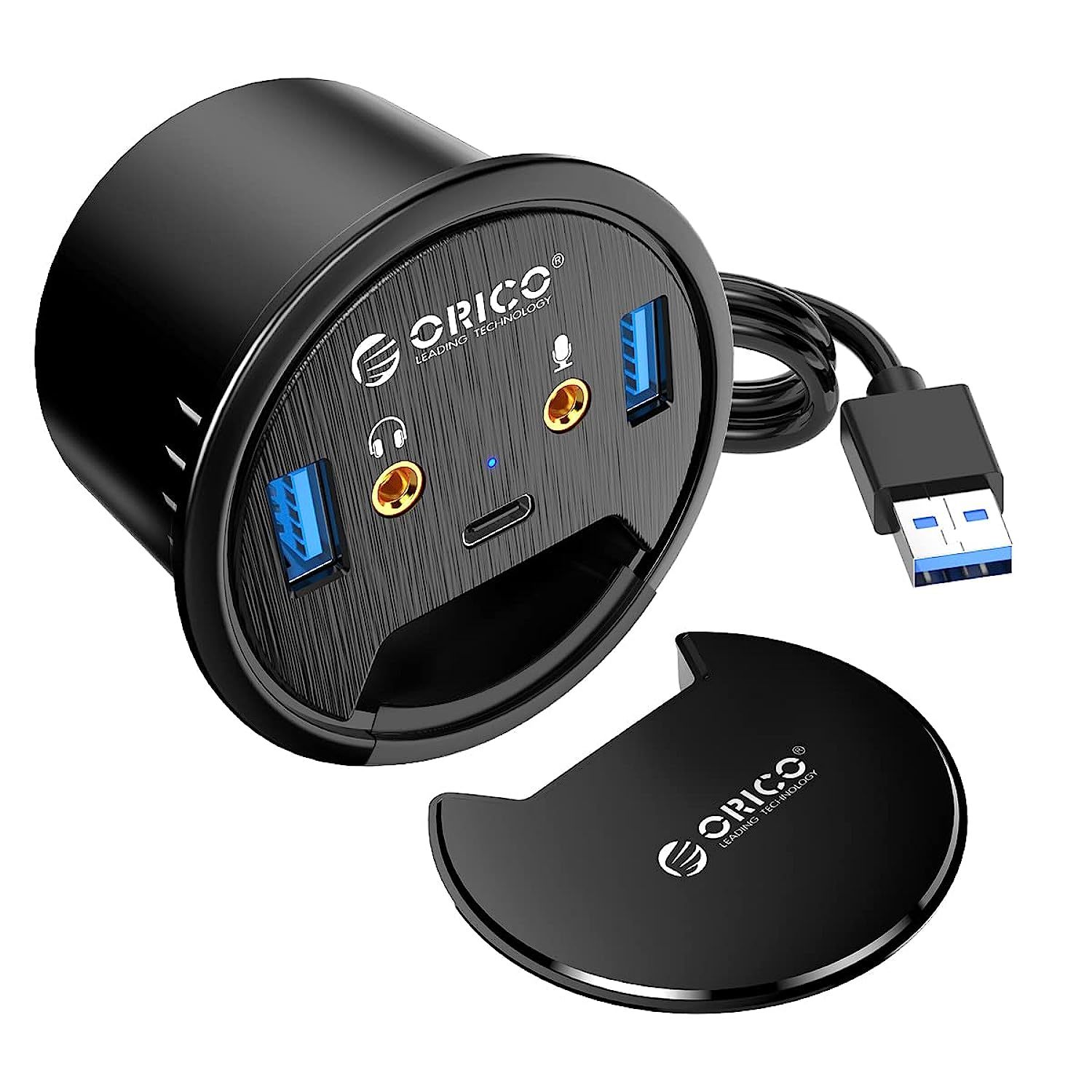 Primary image for ORICO Desk Grommet USB 3.0 Hub with 2 Type-A 1 Type-C Port, Mic & Audio Jack, 4.
