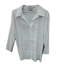 Western II Connection Women&#39;s Button Front Blouse Plisse Pattern White S... - £29.35 GBP