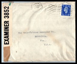 1941 Great Britain Censor Cover - London To Pensacola, Florida Usa FL1 - £2.36 GBP