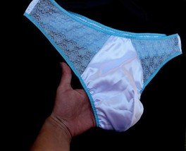 Men Satin Brief Baby Blue Panties Sissy Thong Silky Men&#39;s Underwear Soft Silky  - £19.04 GBP