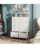 8 Storage Drawer Dresser for Bedroom Tall Wood Dresser with Fabric Stora... - $138.67 CAD
