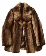 Gorgeous Vintage Real Korean Rabbit Fur Coat Brown Y2K Size 10/12 -HEM - £79.00 GBP