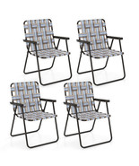 4 Pieces Folding Beach Chair Camping Lawn Webbing Chair-Coffee - Color: ... - $2,850.65 MXN