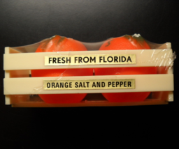 Florida Orange Salt and Pepper Shaker Set in Faux Wood Crate Sealed Shrink Wrap - £7.10 GBP