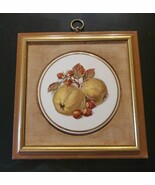 SUNGOTT  Hand Enameled Porcelain Fruit Medallion Framed Vintage Autumn 2... - $23.38