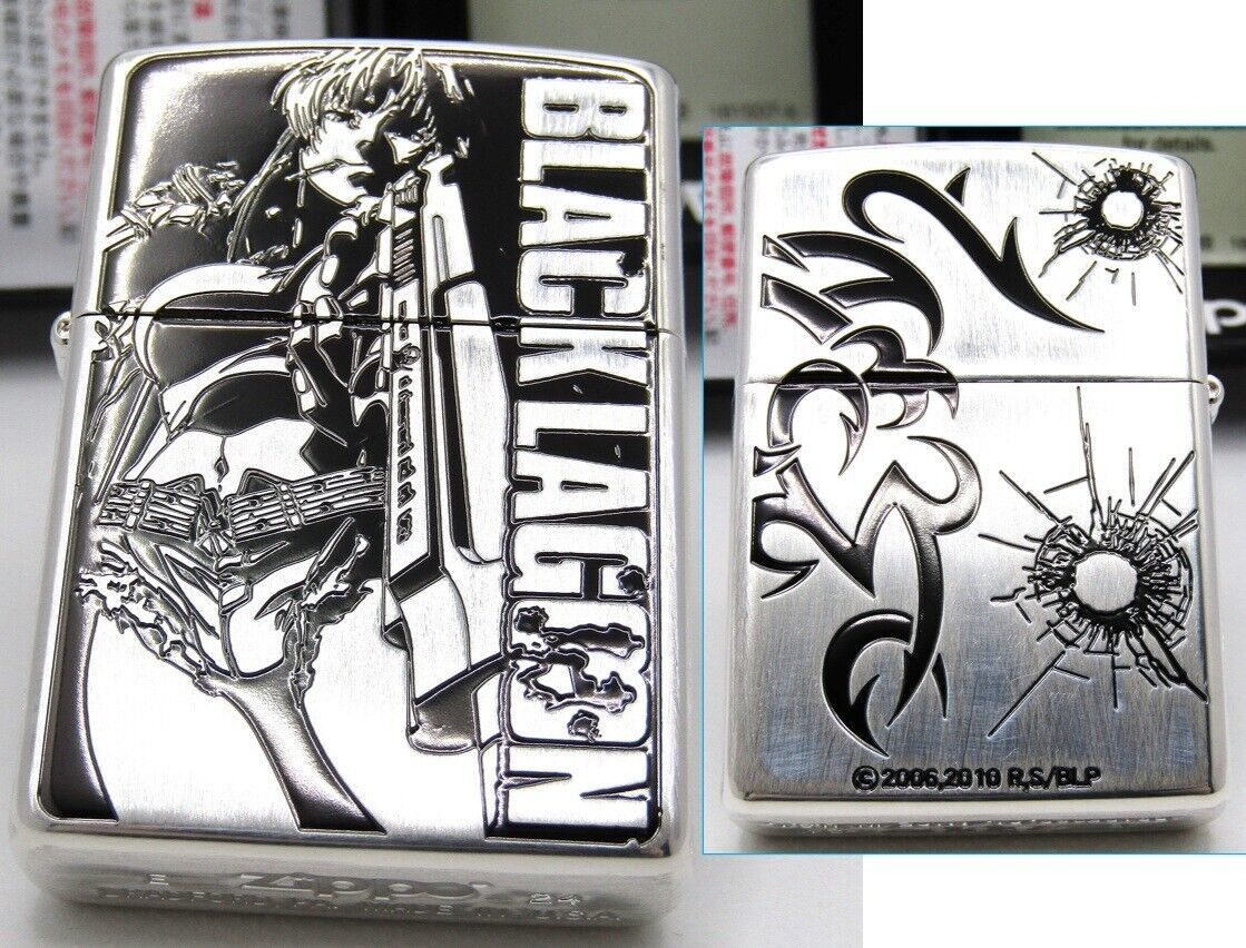Black Lagoon Revy Bullet Marks Lighter Etching Zippo Oil Lighter MIB - $75.24
