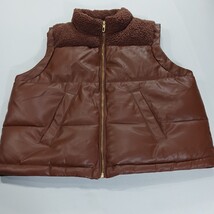 Maurices RN#51783 Girls Brown Faux Leather Full Zip Puffer Vest Size Medium image 14