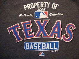 MLB Texas Rangers Baseball Authentic Sportswear Fan Apparel Gray T Shirt... - £12.27 GBP