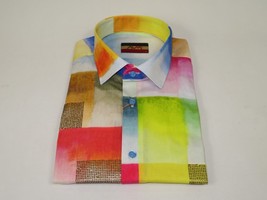 Men's AVM Rhine Stone Digital Print Shirt Cotton Turkey Slim Fit 19419-01 Multi image 5