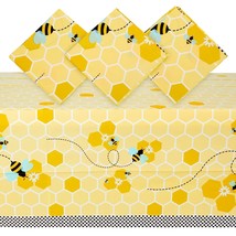 3 Pack Bee Tablecloth, For Kids Birthday Party, Baby Shower, Bumble Bee Gender R - £16.11 GBP