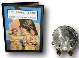 Handcrafted 1:6 Scale Miniature Book Treasure Island Illustrated N. C. Wyeth Pl - £31.45 GBP