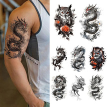 8pcs Temporary Animal Tattoo Body Art Sticker Flying Dragon Owl Rose Flo... - £14.65 GBP