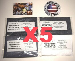 Rock Polishing Tumbling Grit For 3 lbs Tumblers 5 Pack, Made in the U.S.A. - $49.40