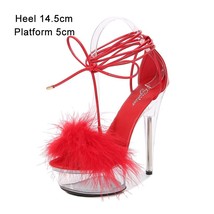Women&#39;s Sandals Summer New Waterproof Platform Transparent  High Heels Cross Str - £43.40 GBP