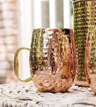 Moscow Mule Copper Plated Stainless Steel Hammered Barrel Cup Mug Gold H... - $21.99