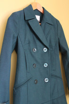 NWT Kensie Gorgeous Teal Blue Green Winter Pea Coat Ruffled Jacket XS $228 - £139.45 GBP