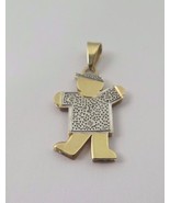 14k Two Tone Gold Double Plated Baby Boy Charm With Four Diamonds - £179.82 GBP