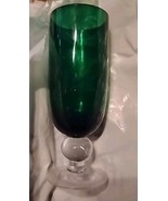 MCM Goblet Green Clear Pedestal Wine Glass Just Over 6 1/4&quot; Tall EUC Mid... - $23.24 CAD