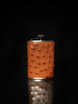 Brizard and Co Flask Genuine Ostrich Tan   8 oz  Made in USA image 4