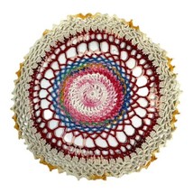 Large Crochet Rainbow Ombre Round Sunflower Doily 8” Doily Cottage Grann... - $23.36