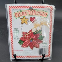 New Sealed Vintage 1995 Wire Whimsy Needlepoint Holiday Christmas Poinse... - $7.42