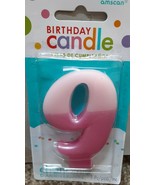 2 tone pink Numeral 9 Number Candle Amscan brand Premium Birthday Candle - $6.44
