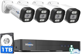 【3Tb Hdd+Human/Vehicle Detect】 Hiseeu 4K Poe Security Camera, 7/24 Record - £306.70 GBP