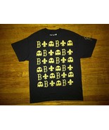 Boo Diddley Pac Man Ghost Super Mario Black Metallic Gold Tee T-Shirt La... - £7.89 GBP