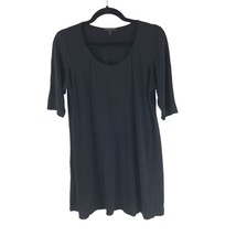 Eileen Fisher Swing Tunic Dress Silk Scoop Neck Mini Elbow Sleeve Black L - £22.72 GBP