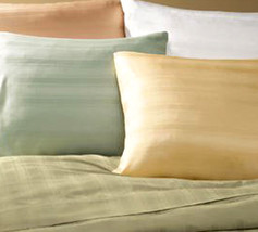 Sferra Logan Standard Pillow Sham in Blush Striped Sateen Micro Modal Italy New - $34.55