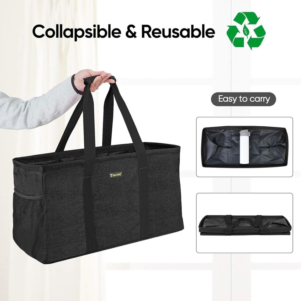 Extra Large Waterproof Utility Tote Bag with Wire Frame for Shopping 22''x12'' Item image 9