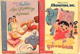 Disney Aladdin Abu Monkeys Around Monsters First Readers Book Childrens Lot of 2 - £9.34 GBP