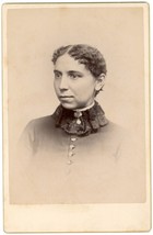 Circa 1890&#39;S Cabinet Card Lovely Young Woman Wearing Victorian Dress Lace Choker - £7.57 GBP