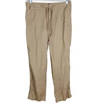Cynthia Rowley Pants Linen 10 Taupe Beige Straight - £22.82 GBP