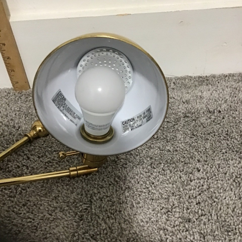Vintage  Brass Lamp  Adjustable long Arm  Brass Piano Lamp Approx 20” Long Item image 9