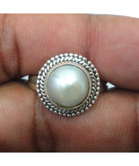 925 Sterling Silver Hallmark Pearl Handmade Gemstone Women Ring Her Gift - £33.07 GBP+