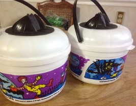 Lot of 2 McDonalds Halloween Happy Meal buckets, pails, white w/bat cookie press - £17.39 GBP