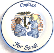 Louisville Stoneware Cookies For Santa Plate Hanging Stockings Made Kentucky 9&quot; - £21.98 GBP